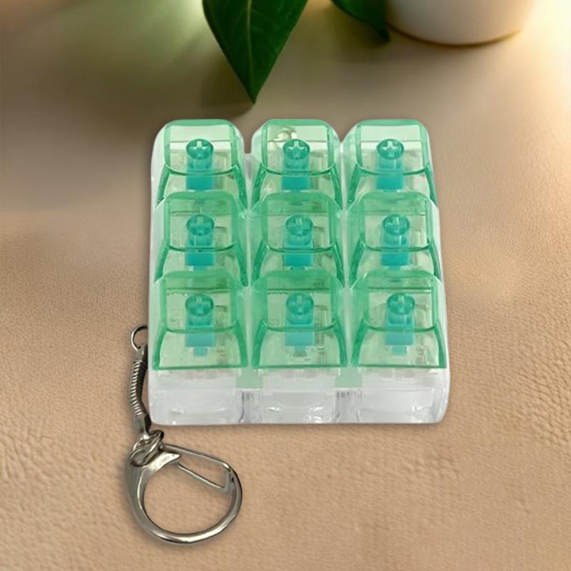 New 9 Keys Mechanical Keyboard Axis Tester Fidget Key Toy Stress Relief Button with Keycap Keychain Toy Gift for Fun And Relief