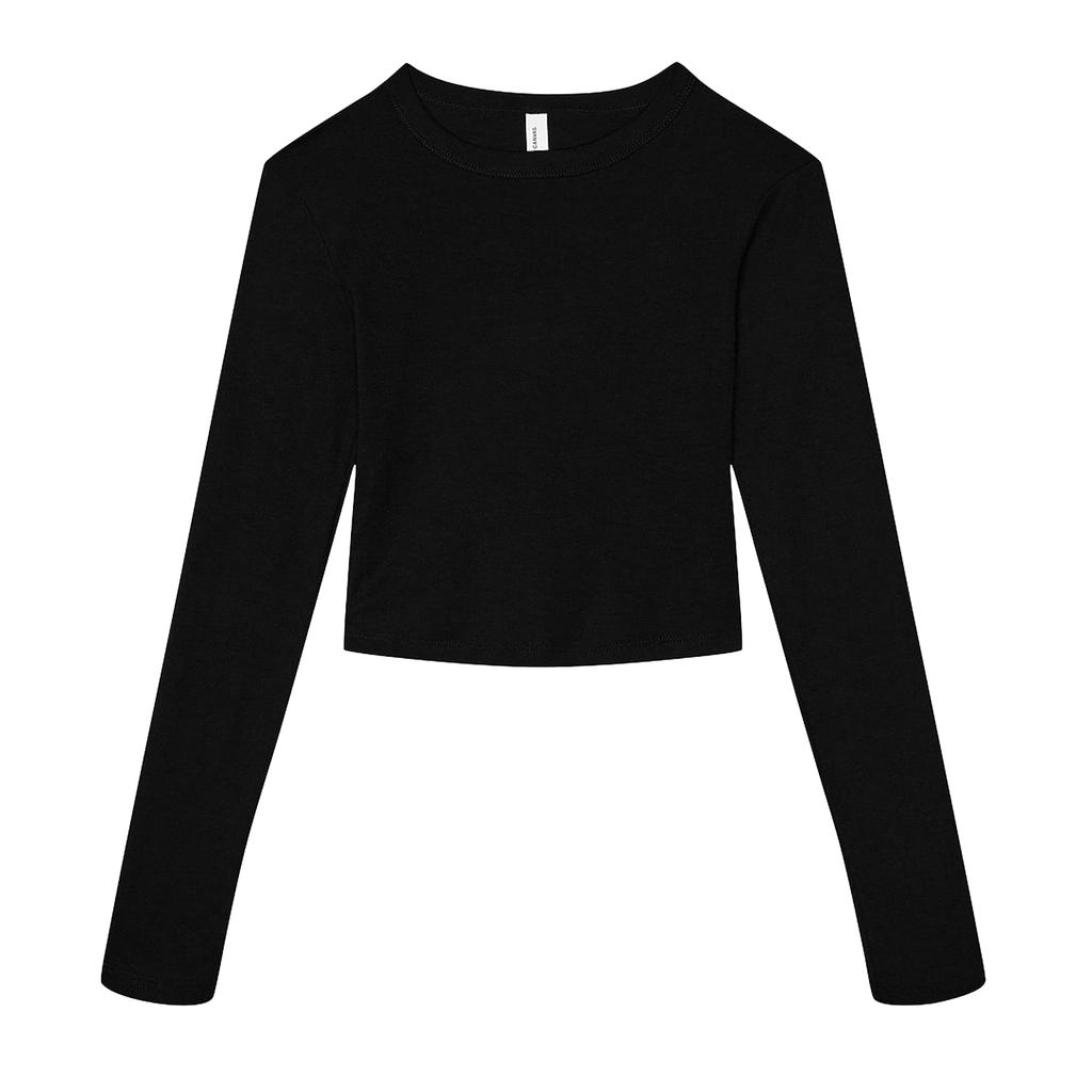 Bella + Canvas Womens/Ladies Baby Micro-Rib Long-Sleeved Crop Top