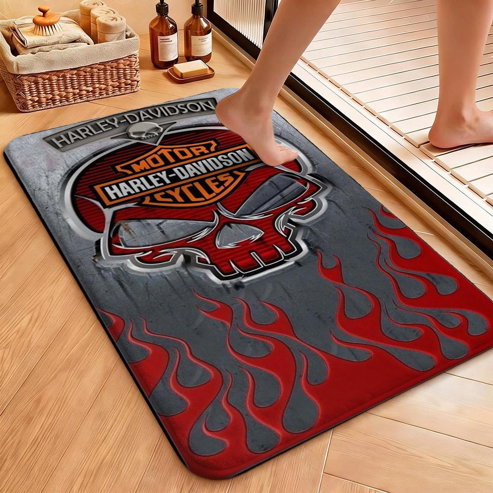 Harley Davidson Skull Fire Carpet Doormat Living Room And Bedroom Mats Art Doormat Office Chair Cushion
