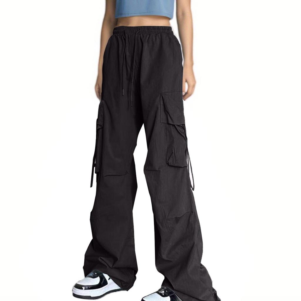 20/5000 Женские модные повседневные брюки-карго с широкими штанинами и высокой талией, многокарманные брюки