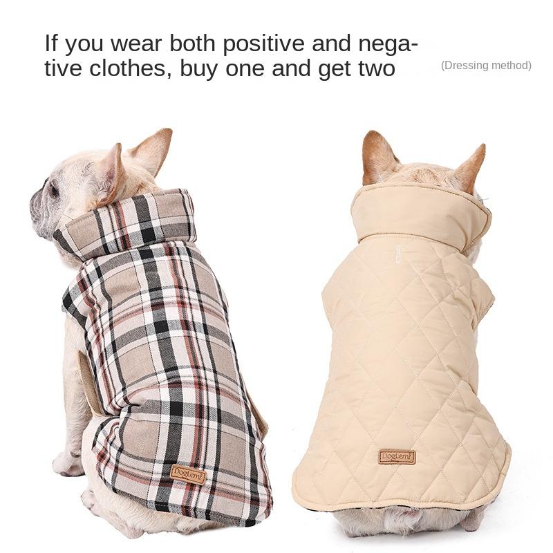 Pet Clothing Waterproof and Warm In Autumn and Winter, Big Dog Dog Clothes Fashion, Wearing Dog Clothes On Both Sides.