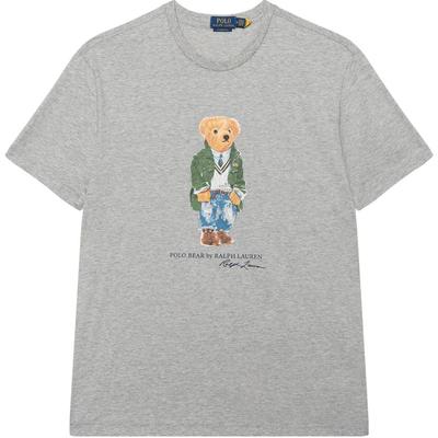 Polo SS24 Letter Bear Print Crew Neck Fitted Short Sleeve T Shirt Men T Shirt Gray 710854497-035