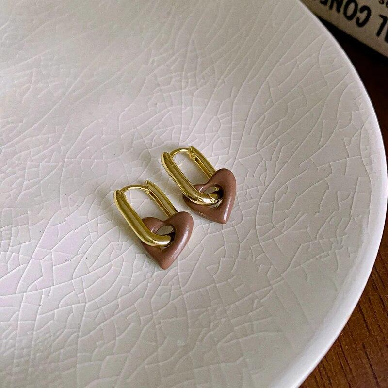 Милые красные серьги в форме сердца из стерлингового серебра 925 пробы для женщин и девочек, простые гладкие серьги-кольца в форме любви, модные геометрические серьги, круглые украшения для вечеринок