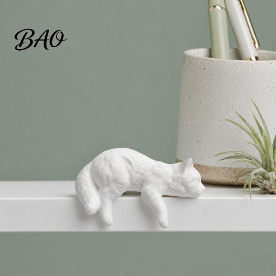 Sleeping Cat Figurine Cute Computer Monitor Decor, 3D Printed Screen TV Soft Atmosphere Statue Topper, Small Kitten Car Dashboard Ornament for
