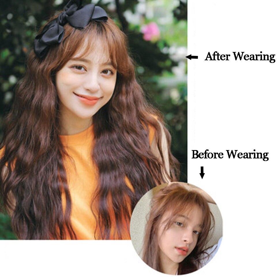 LUPU Новый тип, женские объемные волны, синтетические волосы на голове, парики с челкой, черные, коричневые, с застежкой, термостойкие искусственные волосы