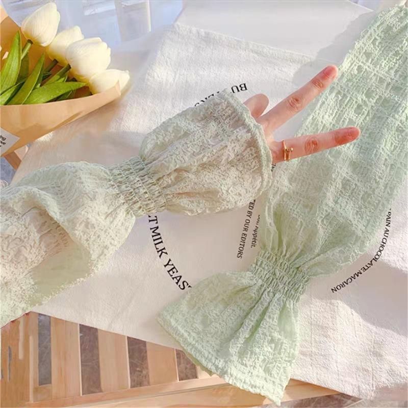Summer Long Sleeves Women Lace Cycling Driving Arm Warmers Uv Protection Loose Cool Hand Sleeves Fashion Fingerless Gloves