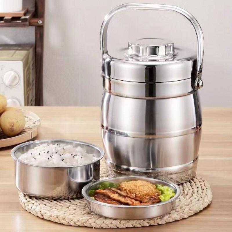 Triple-Layer Insulated Stainless Steel Lunch Box - Large Capacity Tiffin Pot for Students and Office Workers