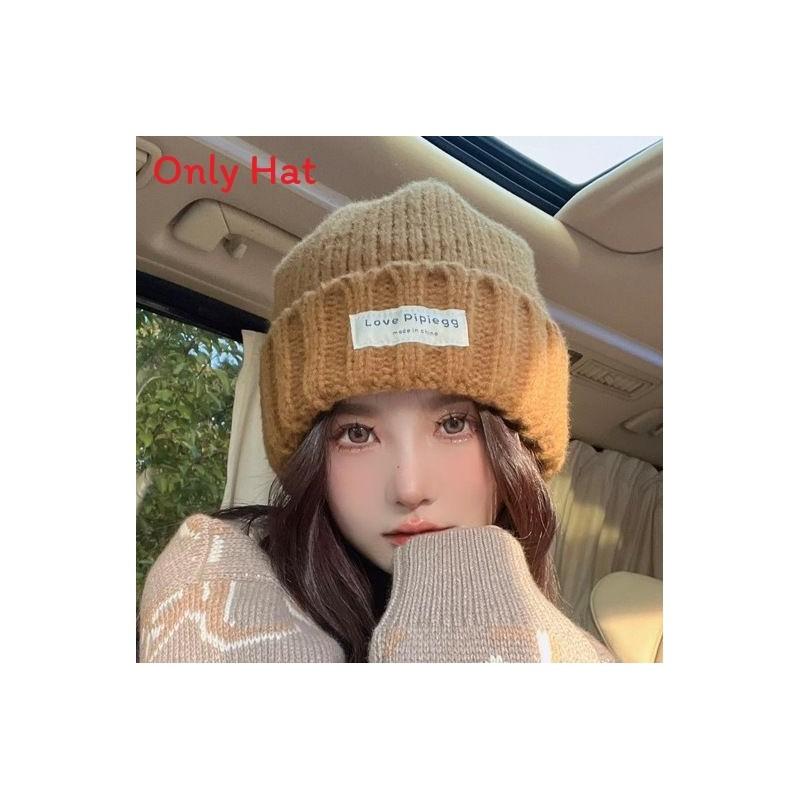 College Style Knitted Hat For Women With Warm Fleece For Winter Outdoor Activities