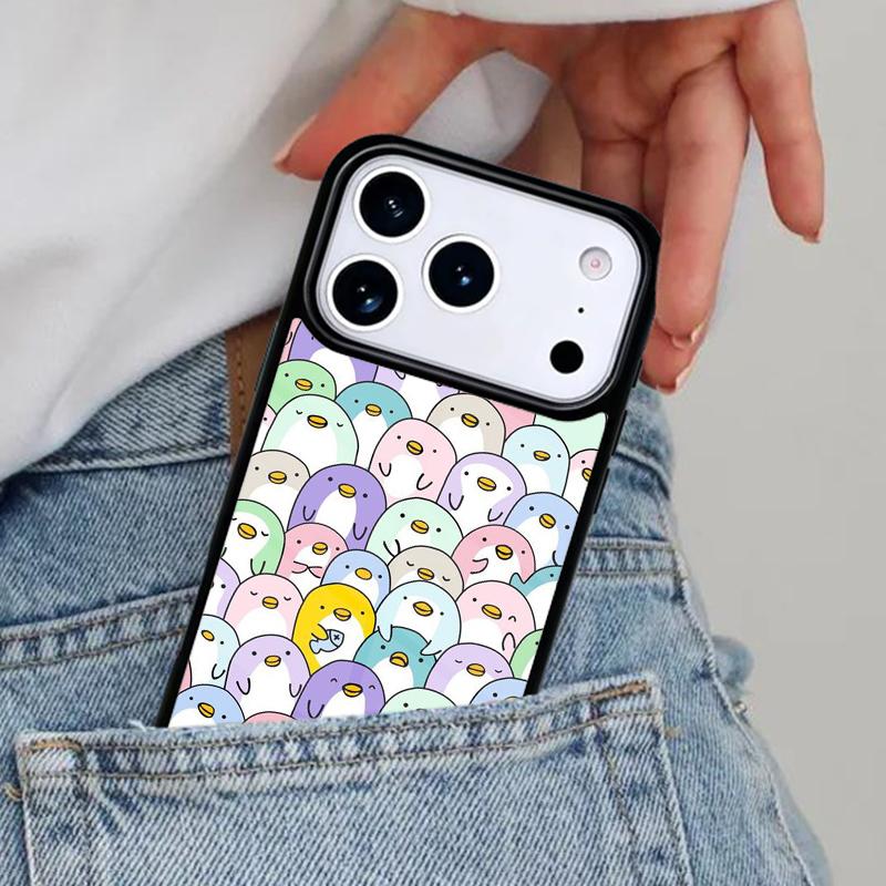 Милый Чехол для Телефона с Рисунком Пингвина для iPhone 16e 15 14 13 12 17 Pro Max Plus Air 17pro Чехол Coque