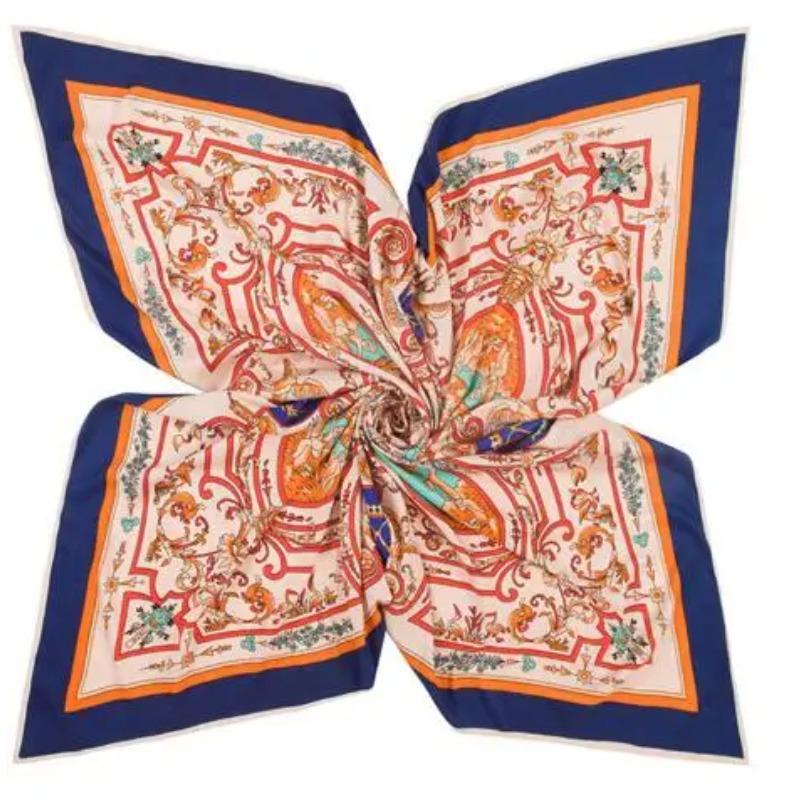 100% Silk Twill Luxury Brand Silk Scarf For Women, New Fashion Large Square Scarves Headband Maze Paisley Print Shawl Hijab