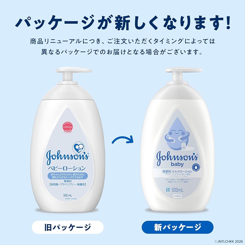 Детский лосьон Johnson's Baby без запаха [Большой размер] 500 мл - Для новорожденных, Увлажняющий, Гипоаллергенный, Бутылка с помпой, Экономичная упаковка
