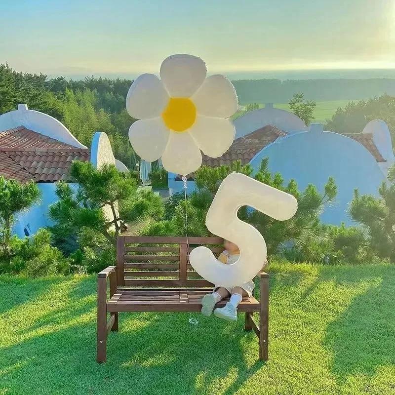 Воздушные шары с белыми ромашками, разноцветные фольгированные шары с изображением подсолнуха, гелиевые шары с плюмерией для дня рождения, свадьбы, вечеринки, декора детского душа