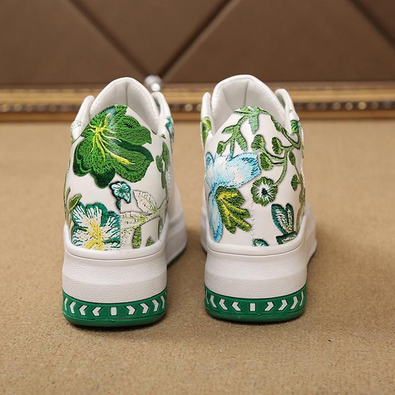 Stylish Flower Lace Sneakers For Women With A Chic Thick Bottom Platform Design