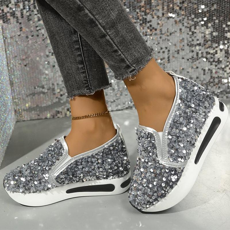 Мода Мода Черные Блестящие Туфли для Женщин Осень Зима Легкие Нескользящие Кроссовки Женские Мягкая Стелька Обувь на Платформе Женская