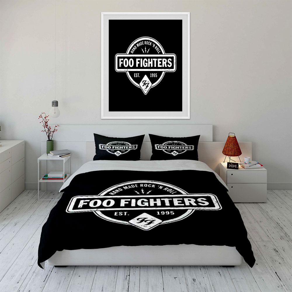 Foo Fighters Logo Print Bedding Duvet Cover Set Duvet Cover Pillowcases (1*Duvet Cover 2*Pillowcases, without duvet insert)