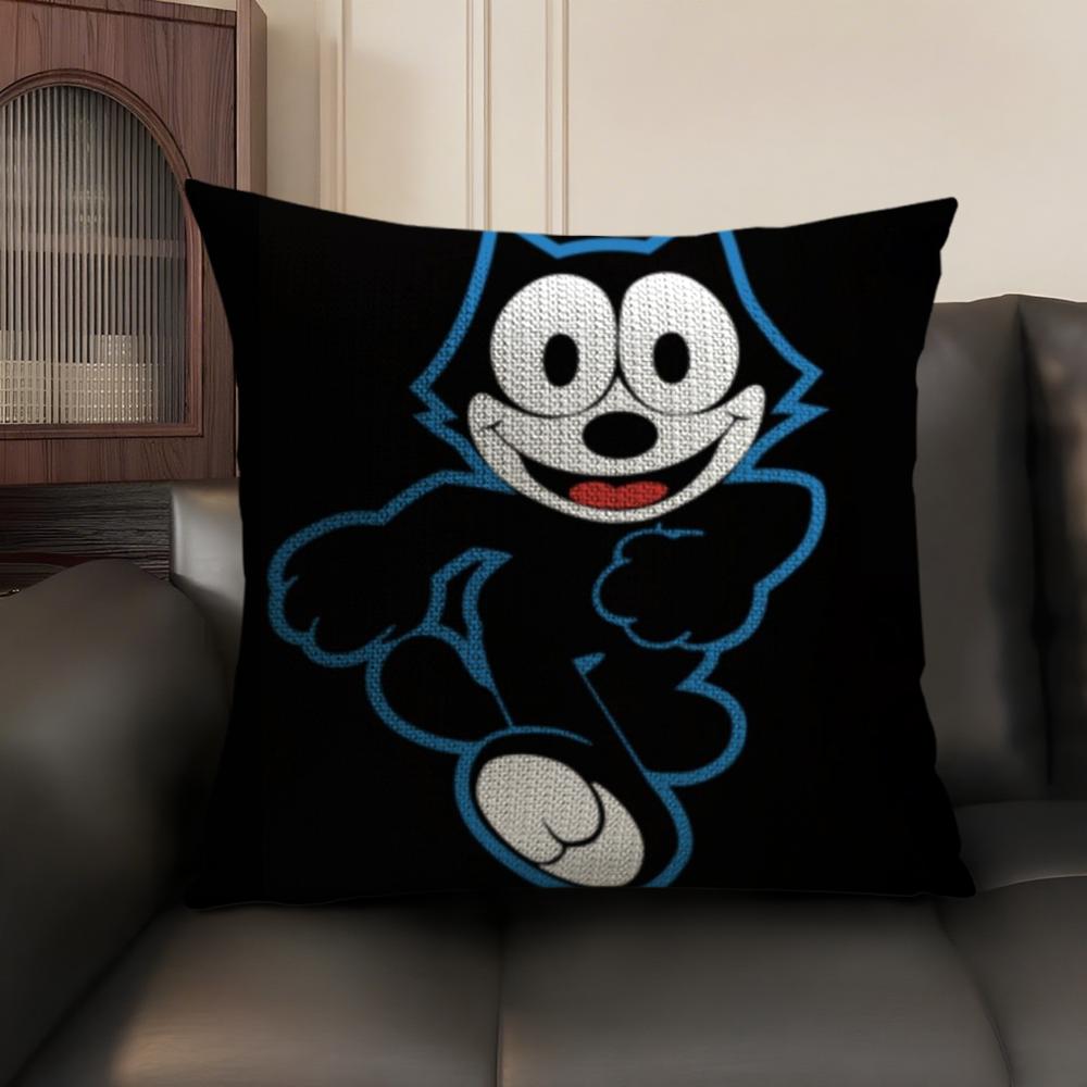 FFelix the Cat Cushion Cover Natural Linen Organic Fabric DoubleSided Printing Home Decor Breathable Environmentally Friendly