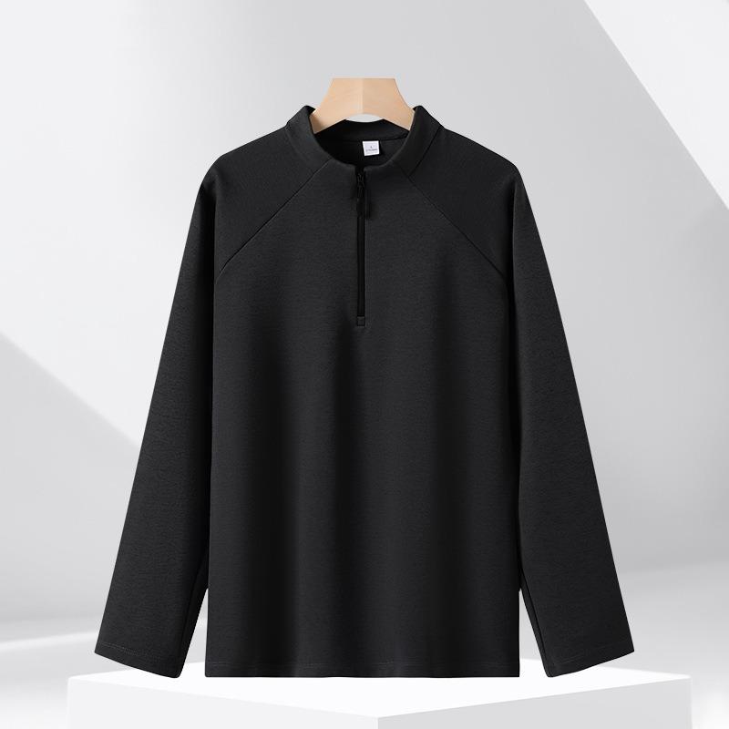 Mens Loose Fit Stand Collar Half Zip Sweatshirt Solid Color