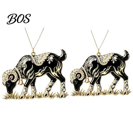 Goat Hanging Ornament 2Pcs 2D Ornaments, Acrylic Winged Pendants, Year of Office Christmas Ornaments The Auspicious Decorations for Tree, Mantel, Home