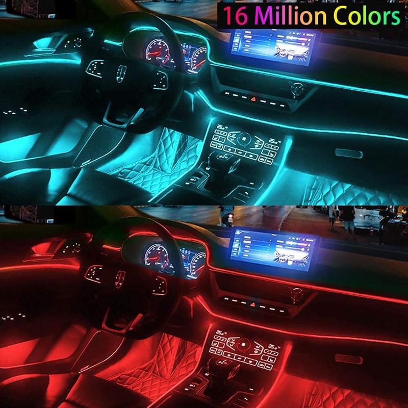 Car Interior Neon RGB Led Ambient Light Fiber Optic Kit With APP Sound Control Multiple Modes Auto Atmosphere Decorative Lamp