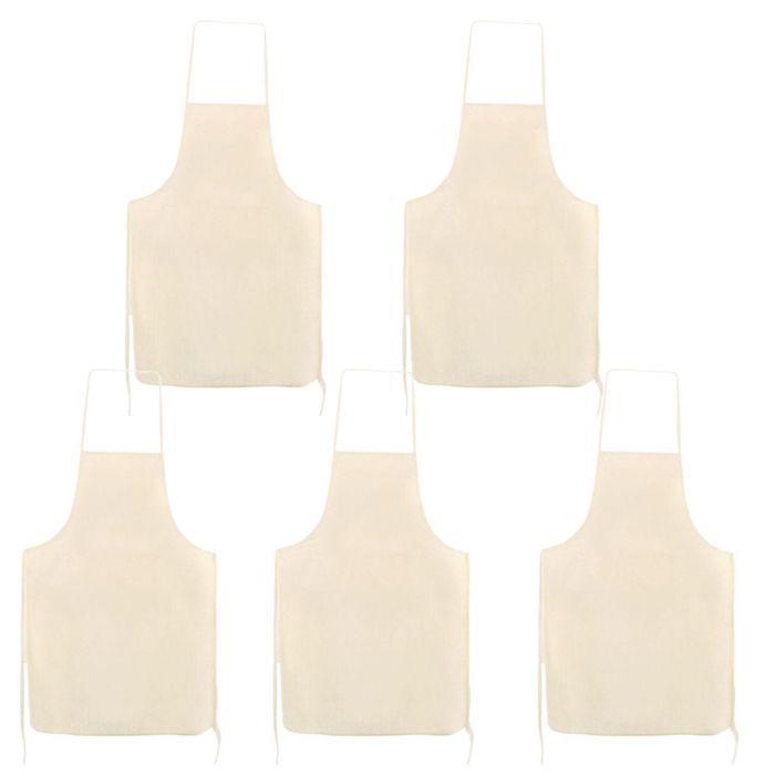 Tabliers en Coton - GRAINE CREATIVE - 5 Tabliers - Blanc Cassé - 90 x 60 cm - Mixte