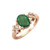 Овальный изумрудный драгоценный камень 8X6 мм, серебро 925 пробы с розовым покрытием, кольцо-солитер для женщин, вдохновленное лозой