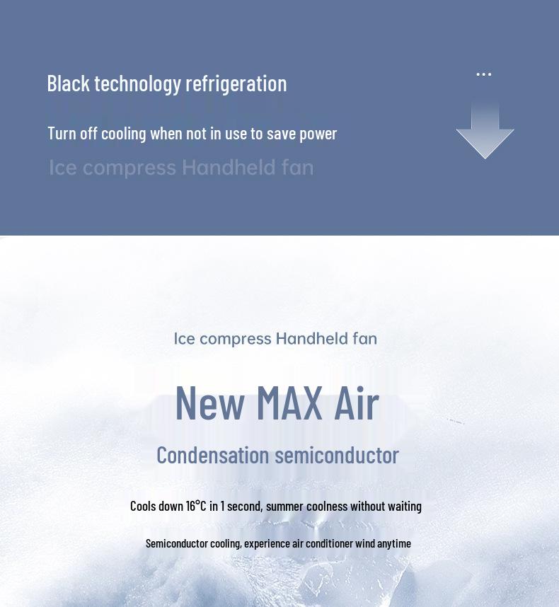 Portable Handheld Leafless Mini Fan with High-Speed Cooling Ice Pack