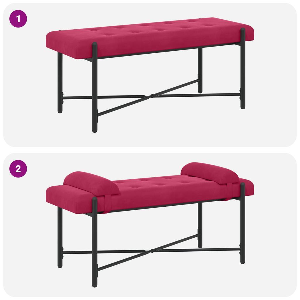 Button Tufted Bench with Cushions Wine Red 110 x 40 x 46 cm Velvet