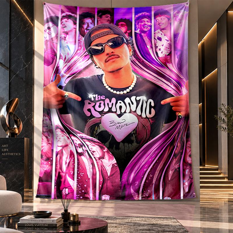 Wall Hanging Tapestry,Bruno Mars Printed Fabric Backdrop For Dorm Room Party Decoration