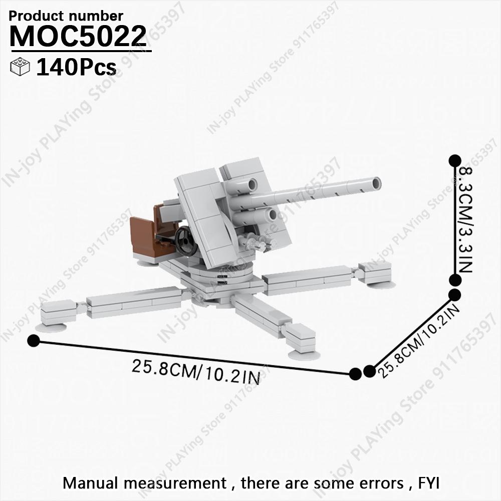 MOOXI Имитация военной войны Строительные блоки Вторая мировая война Руины поля боя Артиллерийская пушка Модель MOC Кирпичи Набор для взрослых Игрушка для мальчиков