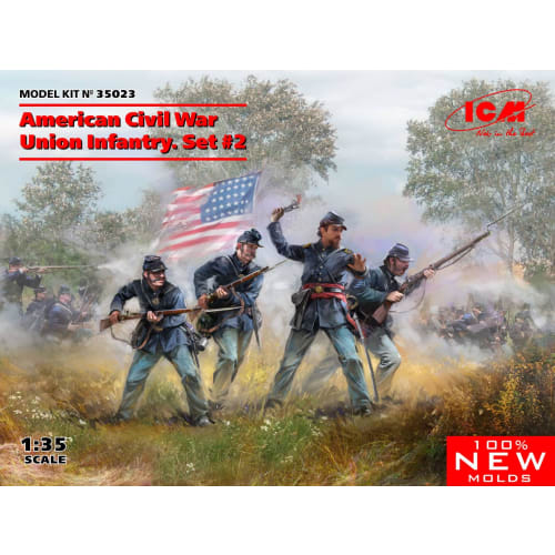 ICM 1/35 American Civil War Union Infantry 2 Plastic Model Kit 35023, Molded in Color
