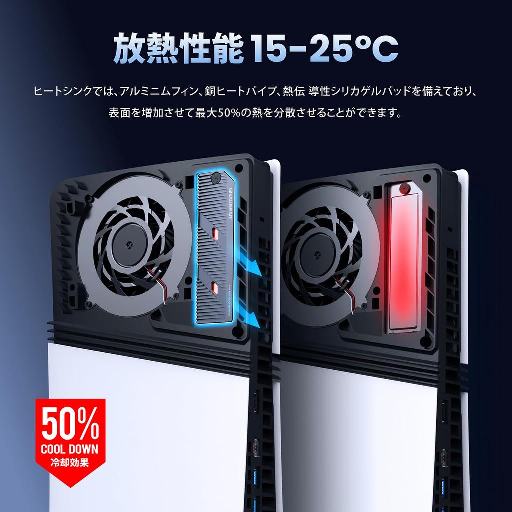 Радиатор для SSD GRAUGEAR со встроенными медными тепловыми трубками и алюминиевым теплоотводом, совместимый с PS5 Pro и PS5 Slim, для апгрейдов NVMe SSD Pro и