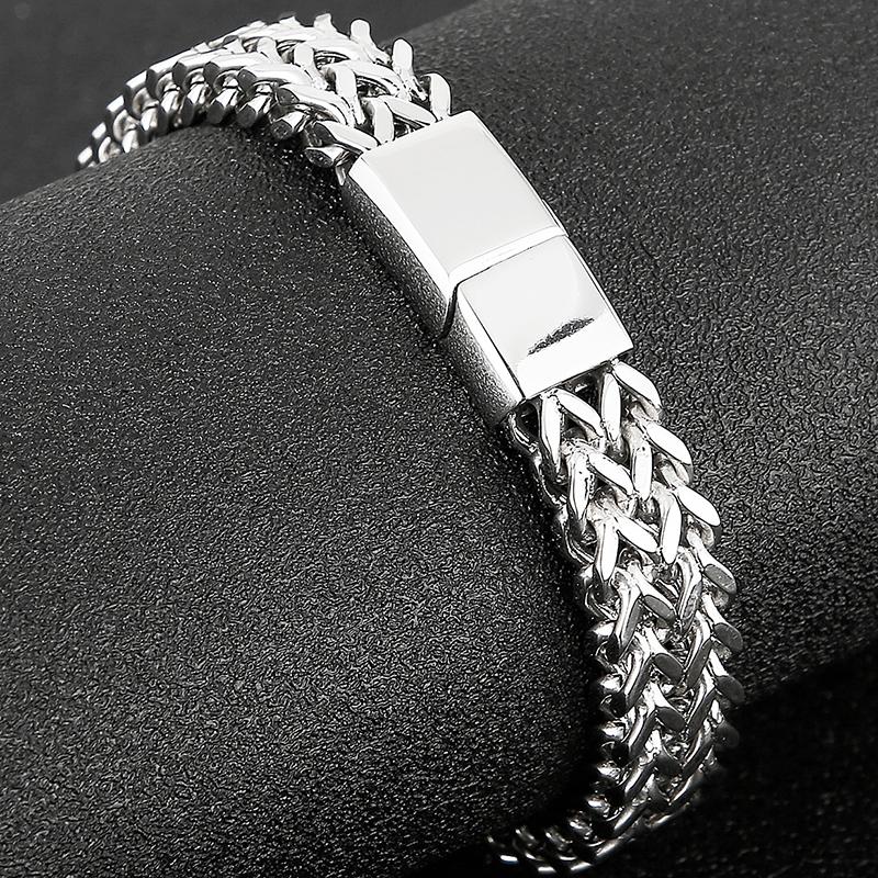 Мужской браслет из нержавеющей стали золотого цвета, звеньевая цепочка 11 мм, мужские браслеты на руку, мужские ювелирные изделия, железная повязка на руку