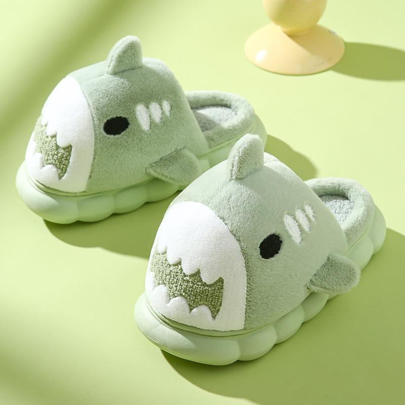 Cotton Slippers, Winter Thick Sole, Shark Cotton Slippers, Women's Home, Indoor Anti Slip, Plush Insulation, Couple Cotton Slippers