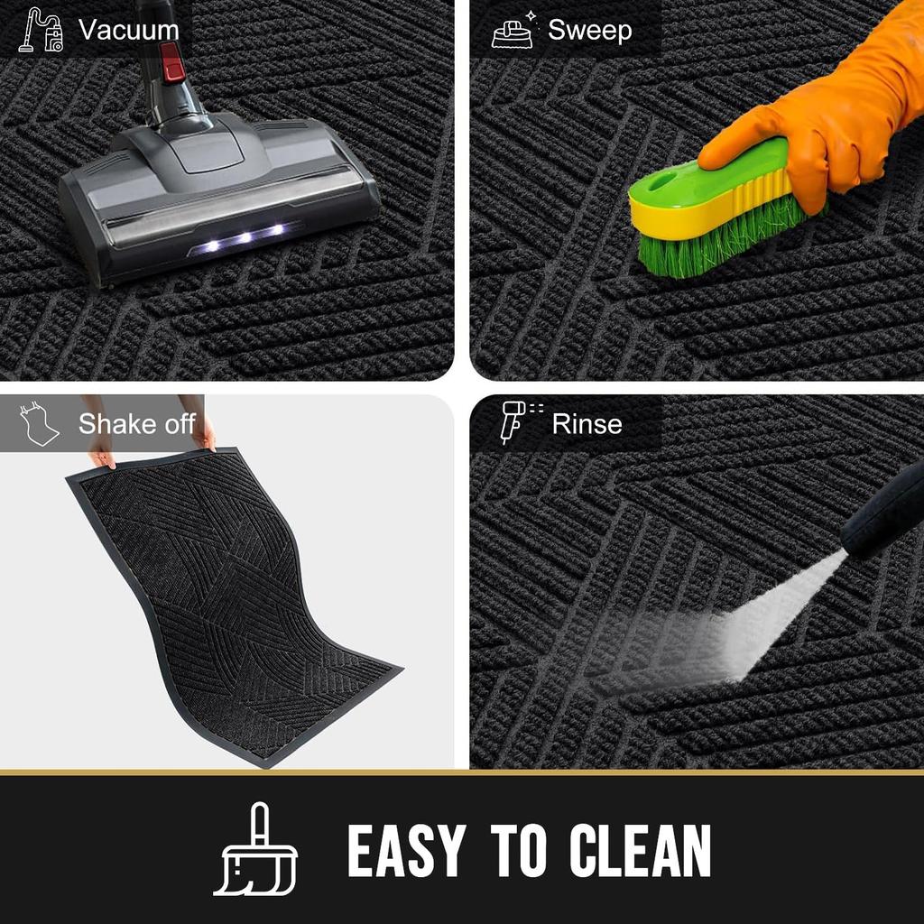 Olanly Inside Front Doormats Low Profile Entryway Rugs Absorbent Outdoor Rug Heavy Duty Non-Slip Washable Welcome Mat Rubber Mat