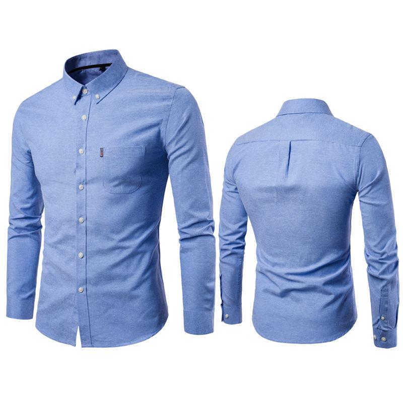 Осенняя новинка, мужская рубашка Oxford Spinning Slim Fit Solid Color Shirt Men's Shirt Long Sleeve Shirt Men's