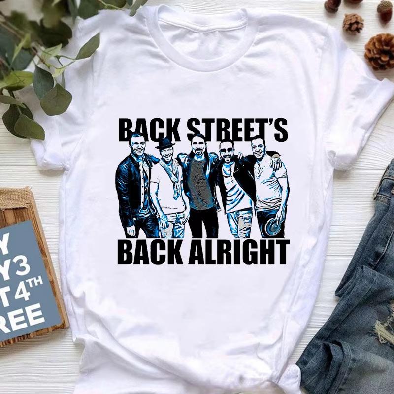 Летние футболки Backstreet Boys Рок-группа Короткий рукав Рок Женские Уличный тренд Поп Повседневные Харадзюку Графические Женские футболки