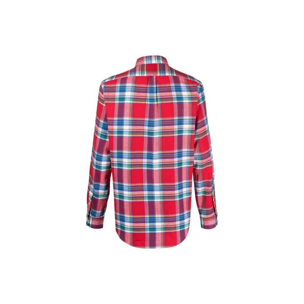 Polo Ralph Lauren SS23 Полосатый принт Однобортная рубашка Мужские рубашки Красный 710886730-001