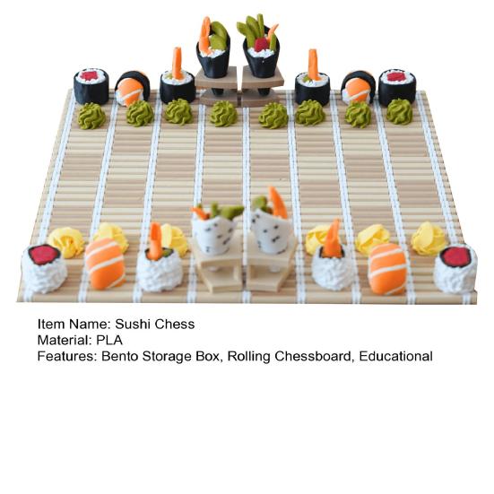 1 набор для игры в шахматы для суши с роликовым ковриком, ящик для хранения бенто для детей и взрослых, портативная обучающая настольная игра в шахматы для путешествий