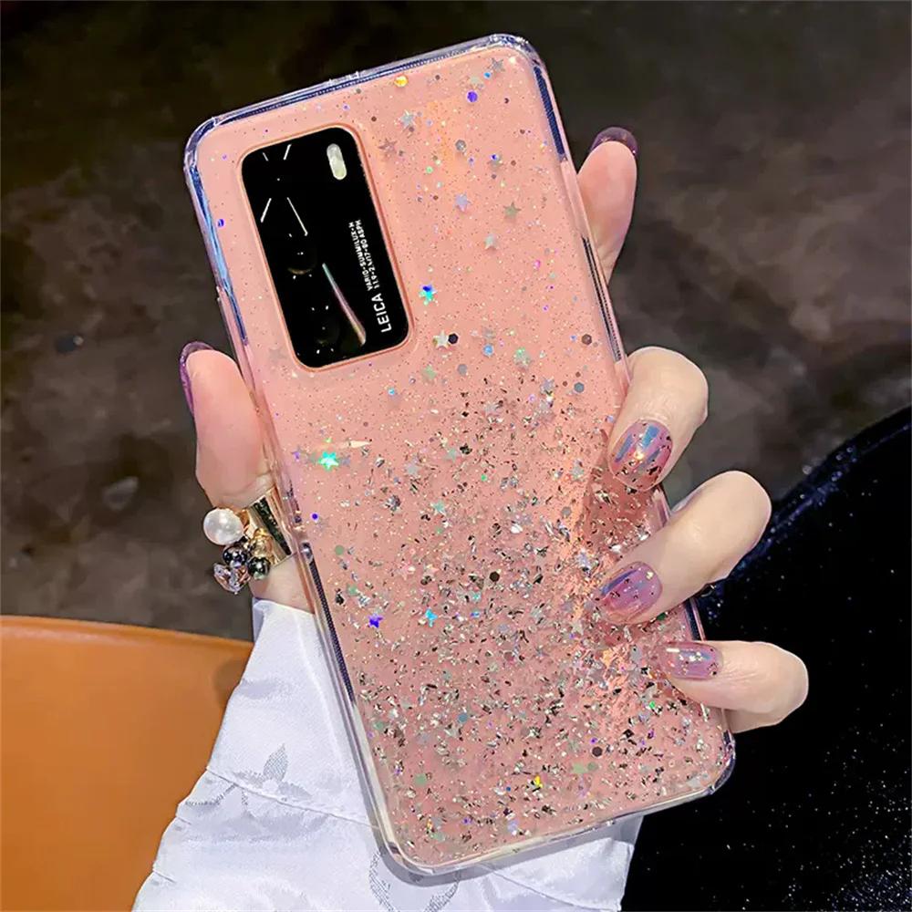 Роскошный Блестящий Прозрачный Чехол для Телефона с Блестками для Samsung Galaxy A01 Core A11 A21S A31 A41 A51 4G A71 5G Чехол-Блестка
