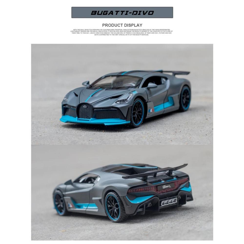Игрушечная машинка 1/32 масштаба Bugatti Divo Металлическая игрушечная машинка из сплава Литые игрушечные машинки и игрушечные транспортные средства Модель машины Миниатюрная модель машинки Игрушки для детей Рождественский подарок