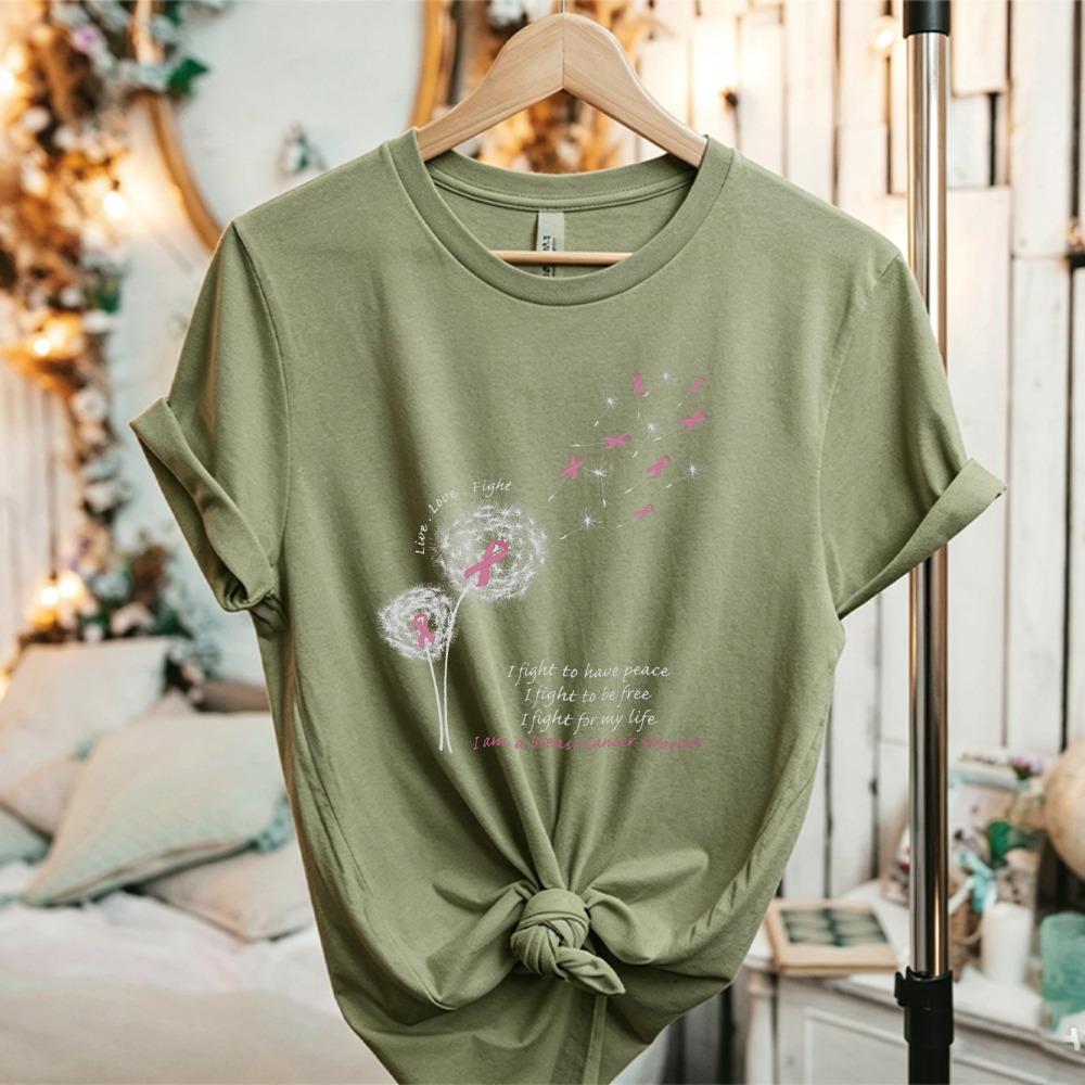 Women We Fight Together Butterfly Pink Ribbon T Shirt Breast Cancer Awareness Short Sleeve Tee Warrior Support Casual Cotton Top