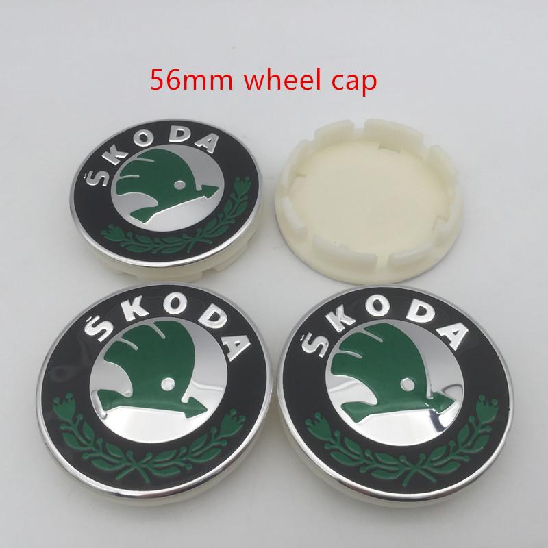 NADH5 100pcs 3D 56mm 65mm For Skoda Car emblem Wheel hub Center Cap Badge covers sticker Decals Styling accessories