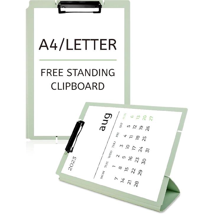 Free Standing Clipboard and Desktop Stand with Adjustable Buckles Easel Back - Foldable Stand and Document Holder for School, Office and Business Use