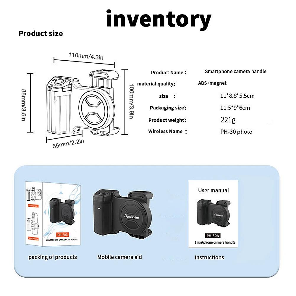 Магнитный держатель для камеры, Bluetooth-стабилизатор для селфи с защитой от сотрясений и пультом дистанционного управления затвором, съемный зажим для смартфона на 360 градусов