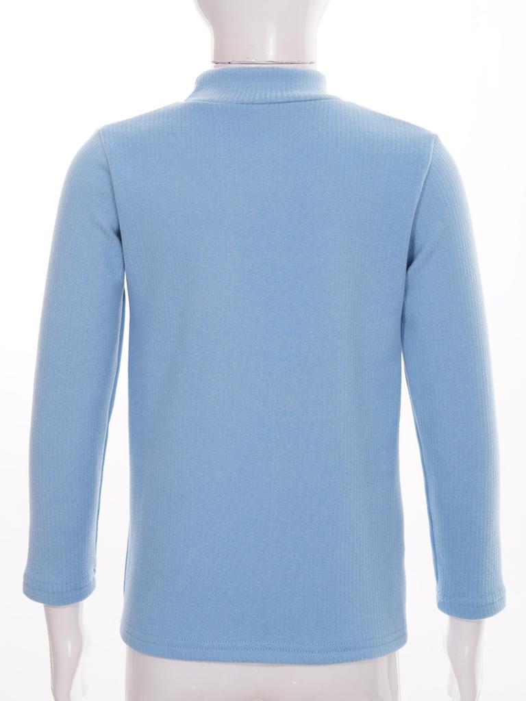 Детское теплое термобелье для мальчиков и девочек, топ унисекс, детская рубашка с воротником с надписью и длинными рукавами, одежда для дома