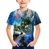 Animals Kids T-shirts O Neck Tops Polyester Casual Sportwear Comfortable Tees Lion Wolf Short Sleeve 3d Print T Shirt