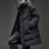 Men's Luxury Mid-length Hooded Down Jacket - Thick, Warm, Winter Coat with 90% White Duck Down Filling.