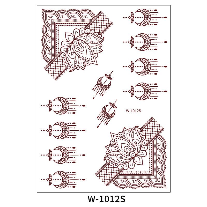 Наклейка-тату, Коричнево-красная, Индийская хна, Водостойкая, Кружевная наклейка-тату, Украшение для танцев, Украшение для вечеринки, Изысканная наклейка-тату