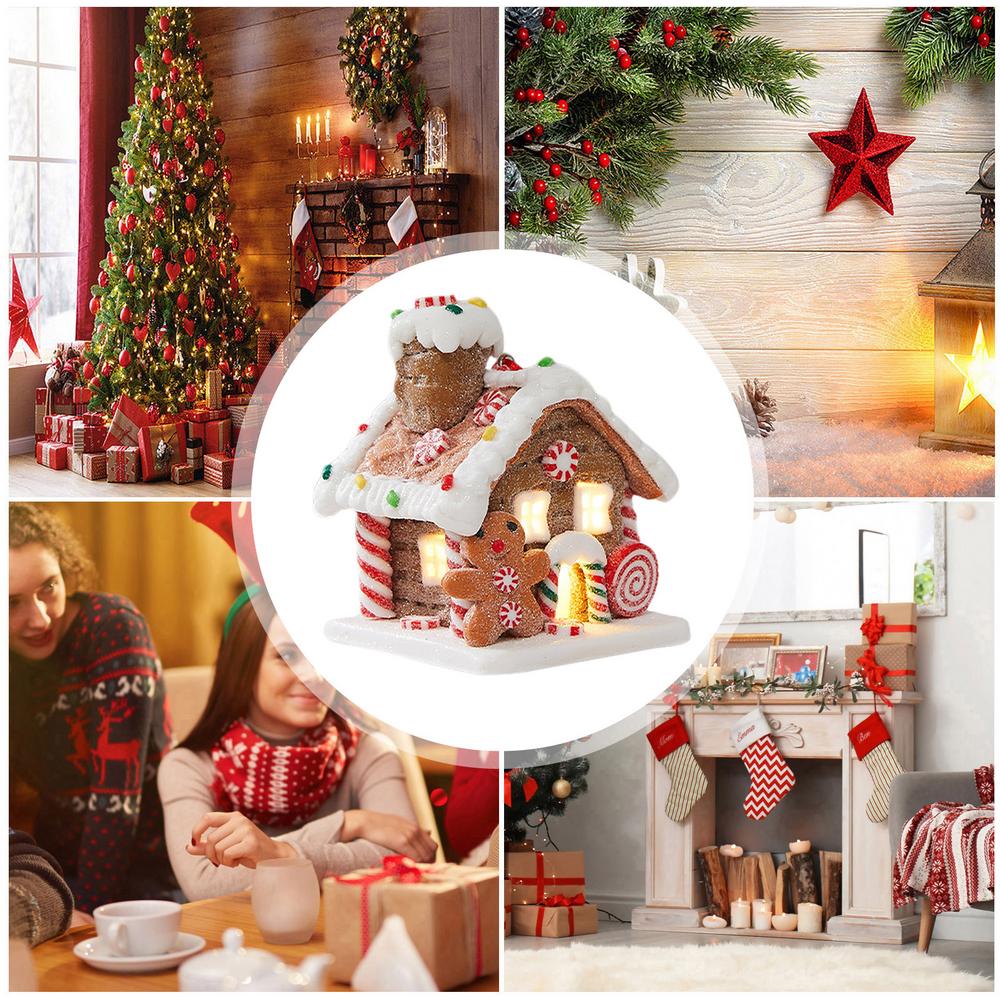 Christmas Decoration Glowing Small House Christmas Gift Soft Pottery Fairy Tale Candy House Atmosphere Decoration Window Display