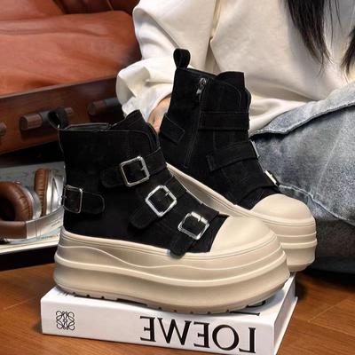 [Фанфна] Маленькие короткие ботинки универсальные высокие кеды для женской осени 2025 новая платформа маффин повседневные туфли на высокой подошве